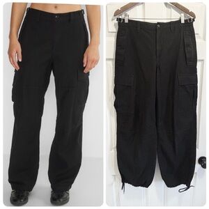 Aritzia TNA Supply Cargo Pant Relaxed Mid-Rise Baggy Utility Cotton Black Size 8